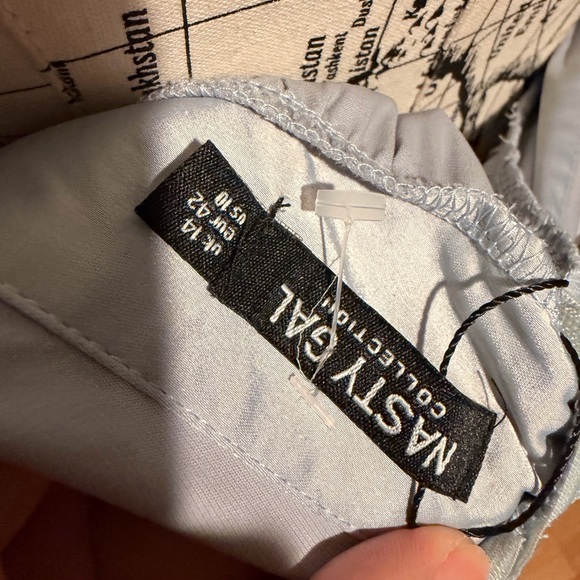 Nasty Gal oh what a night satin halter pale blue silver culottes palazzo jumpsui - Picture 6 of 8